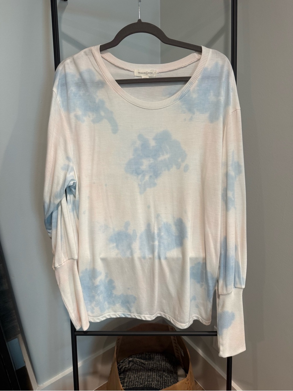 Treasure & Bond Pastel Blue Tie-Dye Long Sleeve Top